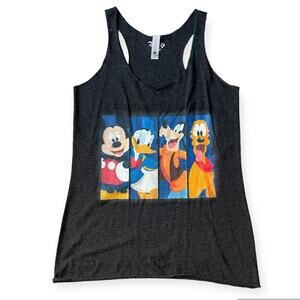 XS Disney Black Sleeveless Racerback Tank Top Mickey Donald Goofy Pluto Shirt
